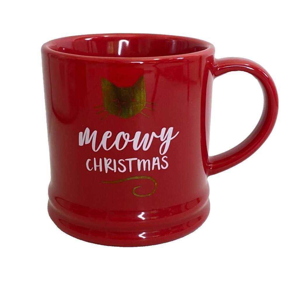 Target Threshold Coffee Mug Meowy Christmas Cat Red Holiday Porcelain 12 Oz